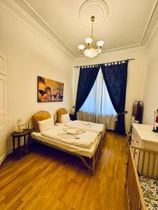 プラハにあるPlatnéřská ,7のベッドルーム1室(ベッド1台、シャンデリア付)