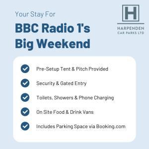a screenshot of the bbc radioisions big weekend webpage at Slip End Pop Up Camping With 1 Allocated Parking Space in Caddington