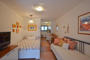 a living room with a couch and a tv at Apartments Greta in Rovinj