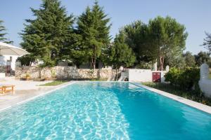 a swimming pool in a yard with trees at Casa de campo em Venda do Duque in Vimieiro