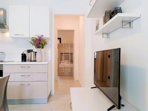 Kuchyň nebo kuchyňský kout v ubytování Dascio Paradise Ferienwohnung mit Dachterrasse am See