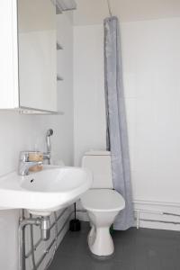 y baño con aseo blanco y lavamanos. en 2ndhomes Fabianinkatu Apartments, en Helsinki