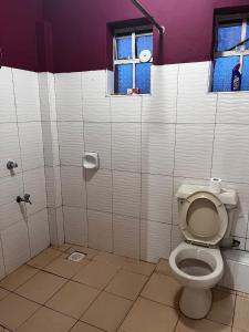 a bathroom with a toilet and a window at Klimax Homes in Kiambu