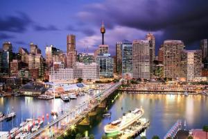 a city skyline with boats docked in a harbor at Fairfield 1B Granny Flat Sleep up to 4 ppl in Fairfield