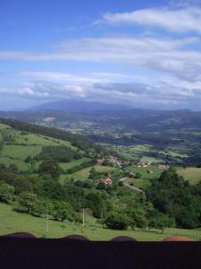 una vista aérea de un campo verde con árboles en Alojamientos Rurales Peña Crespa, en Tresvilla