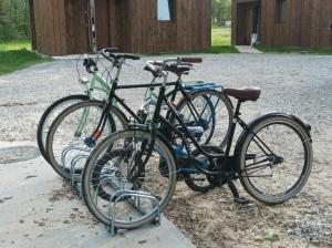 Deux vélos sont garés l'un à côté de l'autre. dans l'établissement Lille Skandinavien, 