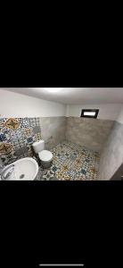 uma casa de banho com um lavatório e um WC em Къща за гости “При Язовира” em Dyakovo