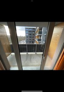 a view from a window of a building at Suite in Tempelhof in Berlin