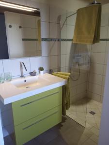 a bathroom with a sink and a shower at Le Grangeon in Cruis +23 photos