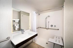 a white bathroom with a sink and a mirror at Holiday Inn Express Washington DC-BW Parkway by IHG in Hyattsville