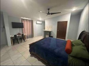 - une chambre avec un lit et un bureau dans l'établissement PATO´S, à Ciudad Victoria