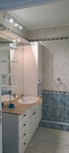 a bathroom with a sink and a shower at Appart T3 central calme proche Thermes pour cures/vacances in Saint-Paul-lès-Dax