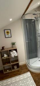 Habitación con baño con ducha acristalada. en Sunflowers, en Le Dorat