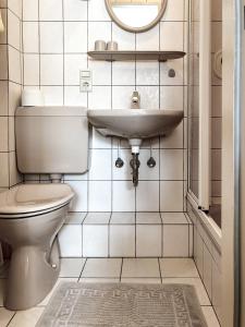 a bathroom with a toilet and a sink at Gästezimmer Bruno in Bremm
