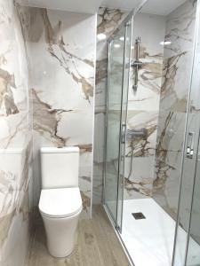 a bathroom with a toilet and a shower at Relax apartamento 7 in Las Palmas de Gran Canaria