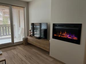 TV a/nebo společenská místnost v ubytování MidnightBlue Apartment