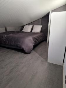 1 cama con 2 almohadas en Maisonnette à 200m de la plage avec parking gratuit en Berck-sur-Mer