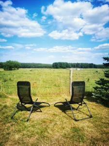 two chairs sitting in the middle of a field at Land.Natur.Erholen. in Wolgast