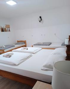 3 Betten stehen in einem Zimmer zur Verfügung in der Unterkunft Sunčana Kuća in Krupanj