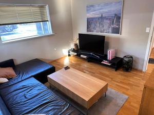 sala de estar con sofá y mesa de centro en Stylish Apartment Retreat Near Downtown en Reikiavik
