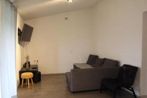 a living room with a couch and a tv at Apartman Oliva in Posedarje