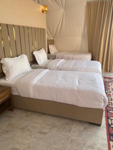 Un ou plusieurs lits dans un hébergement de l'établissement Wadi Rum Ali Bubble camp