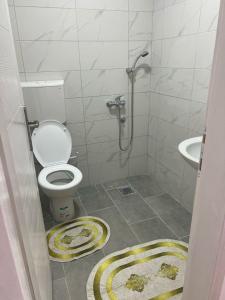 a bathroom with a toilet and a sink at Etno selo Raj na Uvcu in Sjenica