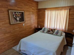 Schlafzimmer mit einem Bett und einem Fenster in der Unterkunft Casa Amarilla in Venecia