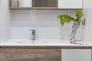 a bathroom sink with a plant sitting on top of it at Pine - 11 Pine Ave Victor Harbor No Linen Included in Victor Harbor +38 photos
