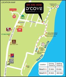 une carte de la zone de fête à la plage dans l'établissement D'Cove Villa Private Pool Kuantan, à Kuantan