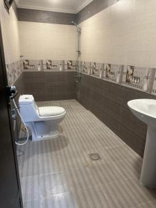 La salle de bains est pourvue de toilettes et d'un lavabo. dans l'établissement Glory Resort, à Al-Hassa