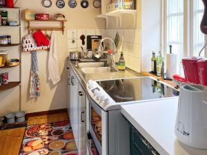 una cucina con un lavello e un piano di lavoro di 7 person holiday home in Löderup a Löderup Altre 14 foto