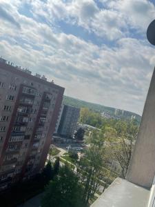 a view from the balcony of a building at apartment in Krakow