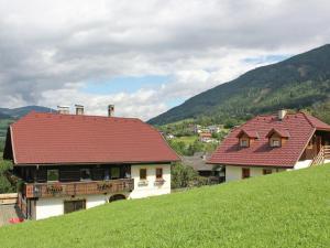 una casa con un tetto rosso in cima a una collina di Peaceful Cottage near Ski Area in Gm nd a Gmünd in Kärnten