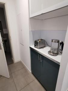 uma cozinha com uma bancada com uma torradeira em Appartement cosy aux Beaux-arts em Montpellier