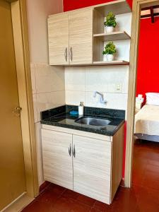 a small kitchen with a sink in a room at Renty Paraguay in Asuncion