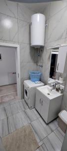 bagno con lavandino e lavatrice di 1st Story Apartment for rent 2 bedrooms', 1 balcony, 1 saloon & kitchen a Ferizaj