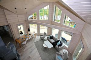 an overhead view of a living room in a house at Villa Tukkilahti 4 in Savonranta