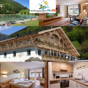 a collage of pictures of a house at Entspannung in Tirol, Gemütliche Ferienwohnung im Thierseetal, FeWo 14 in Thiersee