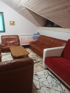 sala de estar con sofá y mesa en Apartmani Jelena, en Vrnjačka Banja