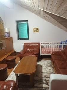 sala de estar con sofá y mesa en Apartmani Jelena, en Vrnjačka Banja