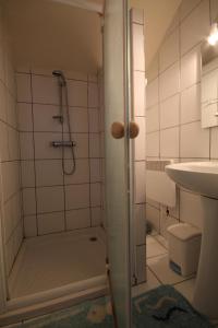 Bétoncourt-les-Ménétriers的住宿－Gîte Ai Ouillotte，带淋浴和盥洗盆的小浴室