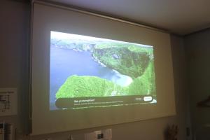 a projection screen on the wall of a room at ホテル SHUNJU Dosse 1日1組様限定 in Kyoto