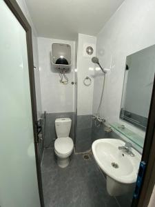 un piccolo bagno con servizi igienici e lavandino di Hương Long Hotel a Móng Cái