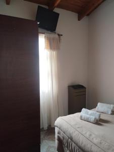 1 Schlafzimmer mit 2 Betten und einem TV an der Wand in der Unterkunft DonAldo in Ushuaia