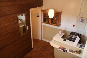 a bathroom with a sink and a mirror at 't Lytse Knipke in Lemmer