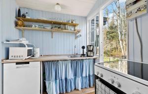 een keuken met een aanrecht met een wastafel en een raam bij 1 Bedroom Stunning Home In Tikb in Tikøb