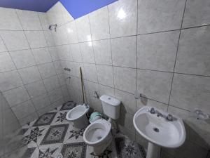 een badkamer met een toilet en een wastafel bij Hostal Mary in Iruya