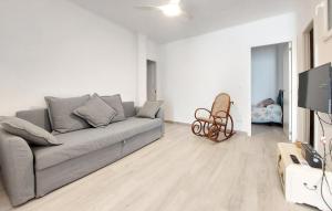 a living room with a couch and a tv at Stunning Apartment In Peñíscola in Peñíscola