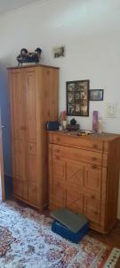 a room with a wooden cabinet and a wooden dresser at Apartments-Asquiro in Raskršće